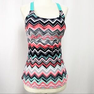 Zero Xposur Bathing Suit Swim Top Chevron Pattern